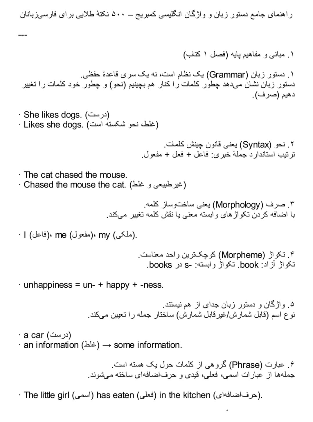 دانلود فایل راهنمای جامع دستور زبان و واژگان انگلیسی کمبریج 500 نکتهٔ طلایی به‌همراه واژه‌نامهٔ الفبایی برای فارسی‌زبانان